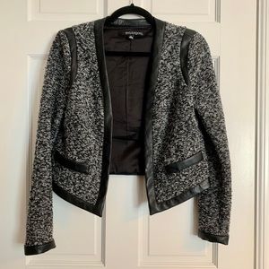 Eva Longoria Cropped Blazer with Faux Leather Trim